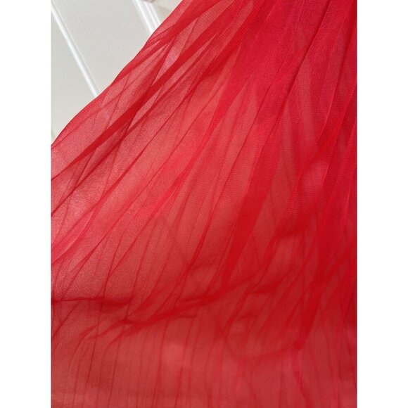 CHARMODE Red Sissy Negligee Nightgown Mid Length sheer pleated accordian Dress - Picture 9 of 14